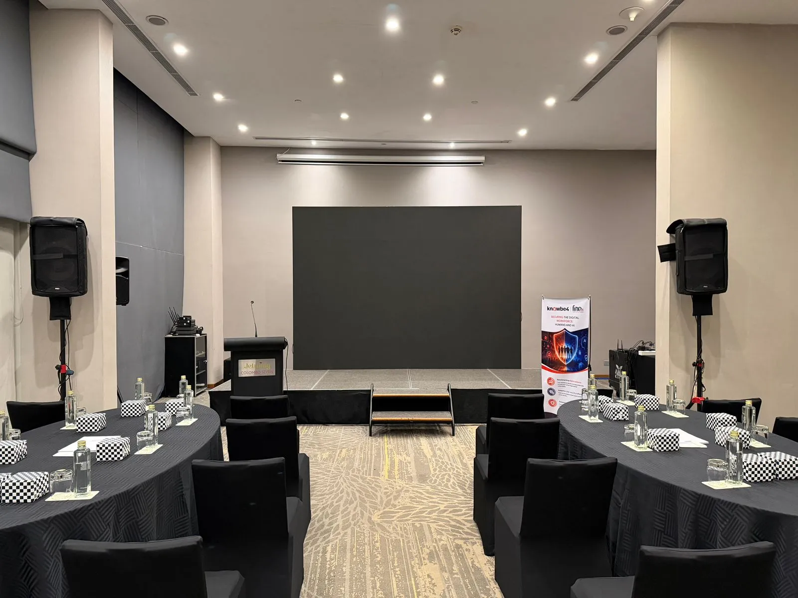 Full-height LED video wall at an event venue